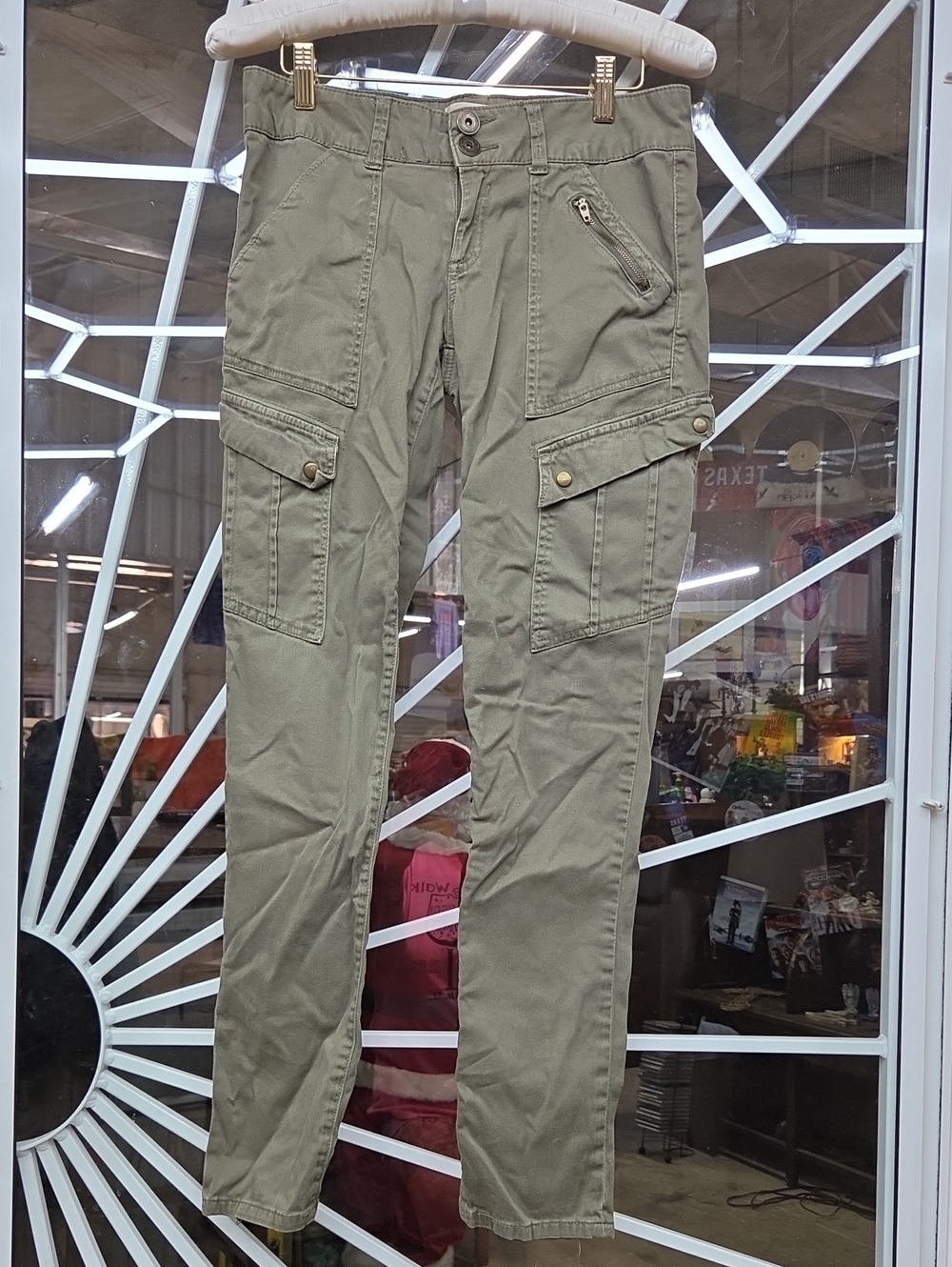 Rewind Vintage Y2K Olive Green Cargo Pants Size 7 Low Rise Utility